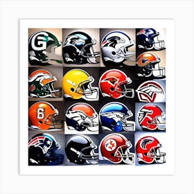 Collage Of Football Helmets Art Print