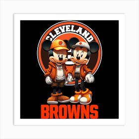 Mickey And Minnie Cleveland Browns Art Print