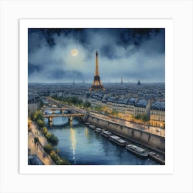 Love Letter to Paris Paris At Night Art Print