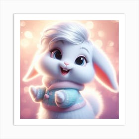 Cute baby rabbit in a Pixar-style 2 Art Print