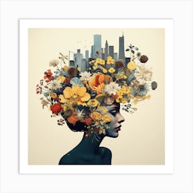 Head Full Of Bloom Art Print