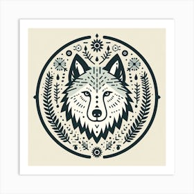 Scandinavian style, wolf 1 Art Print