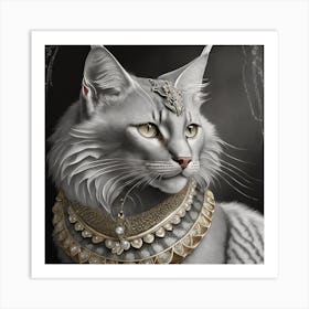 Firefly A Beautiful, Cool, Handsome Silver And Cream Majestic Masculine Main Cat Blended With A Japa (4) Art Print