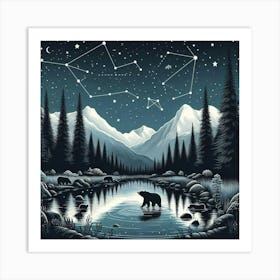 Bears In The Night Sky Art Print