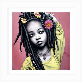 Banksy Happy Black Woman Model Goddess With Dreads 66475365 1 Art Print