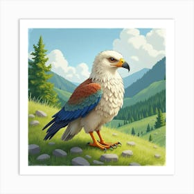 Majestic Griffin In A Verdant Valley, Watercolor 1 Art Print