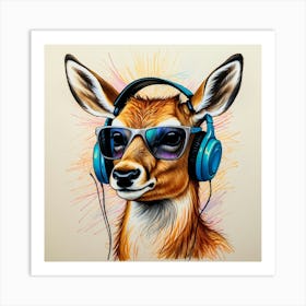 Deer With Headphones 8 Art Print