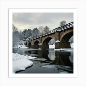 Snowy Bridge Art Print