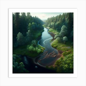 River In The Forest Art Print