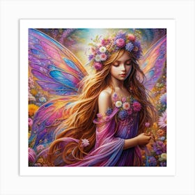 Fairy In the garden of flowers  Art Print