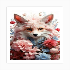 Fox In Flowers 1 Art Print