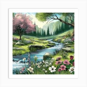 Serene And Peaceful Meadow 15 Art Print