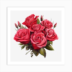 Red Roses Bouquet Art Print