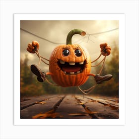 Halloween Excited Pumpkin Art Print