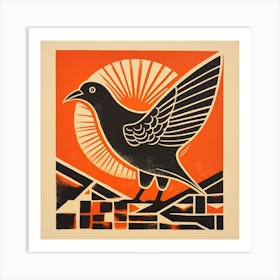 Retro Bird Lithograph Pigeon 1 Art Print