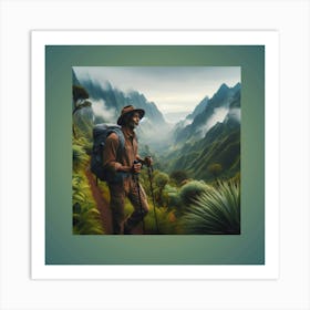 Man Hiking In The Mountains Art Print