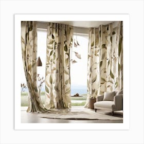 Living Room With Curtains Art Print