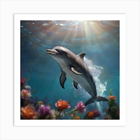 Dolphin In The Sea Art Print