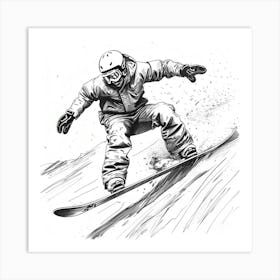 Snowboarder In Black And White Art Print