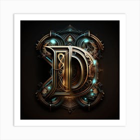 Letter D Steampunk Letter Art Print