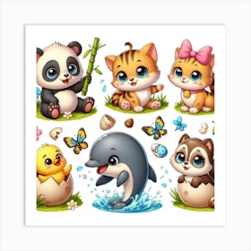 Cute Animals Set 2 Art Print