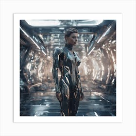 Futuristic Woman In Futuristic Suit 9 Art Print