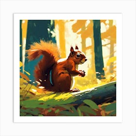 Squirrel In The Woods 35 Art Print