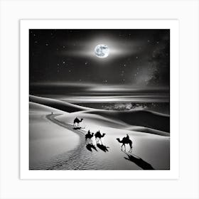 Camels In The Desert 7 Art Print