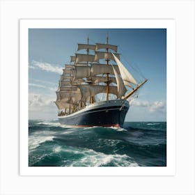 Sailing Ship In Rough Seas 4 Art Print