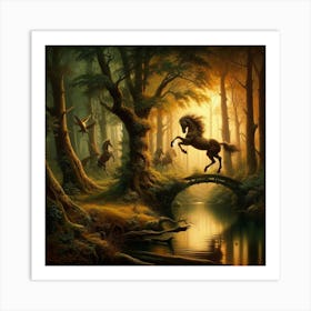 Horse In The Forest Art Print