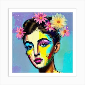 Girl With Flowers 6 Art Print