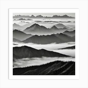 Black And White Mountains Art Print