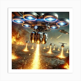 Pyroclasm Drones Releasing Firebombs Art Print