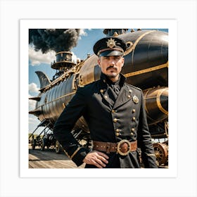 Steampunk Man In Uniform Art Print