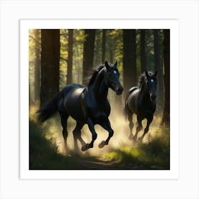 Horses In The Woods 1 Art Print