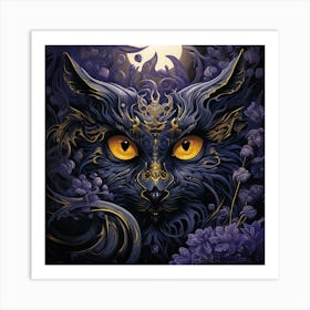 Cat In The Moonlight Art Print