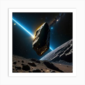 Yellow blue alien artifical asteroid floating in space 6 Art Print