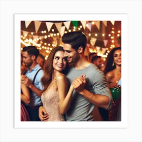 Young Couple Dancing At A Party Art Print