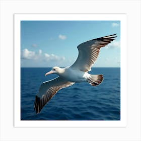 A Graceful Royal Albatross Gliding Over The Ocean 1 Art Print