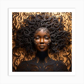 African Woman With Curly Hair 3 Art Print