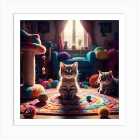 Kittens In A Room Art Print