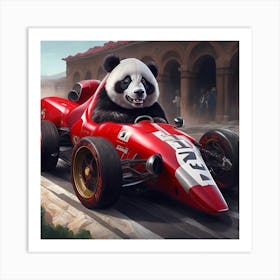 Panda Racing Car Art Print