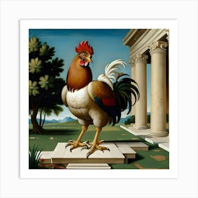 Rooster In The Garden Art Print