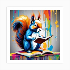 Squirrel Reading A Book 3 Art Print