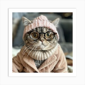 Cute Cat In Glasses Art Print