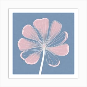 A White And Pink Flower In Minimalist Style Square Composition 191 Art Print