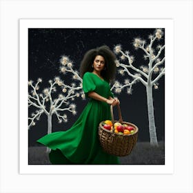 Woman Holding A Basket Of Apples 1 Art Print