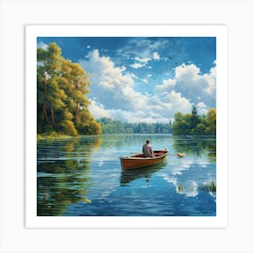 Man In A Boat 4 Art Print