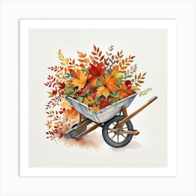 Autumn Leaves In A Wheelbarrow Art Print