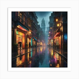 Rainy City City art print Art Print